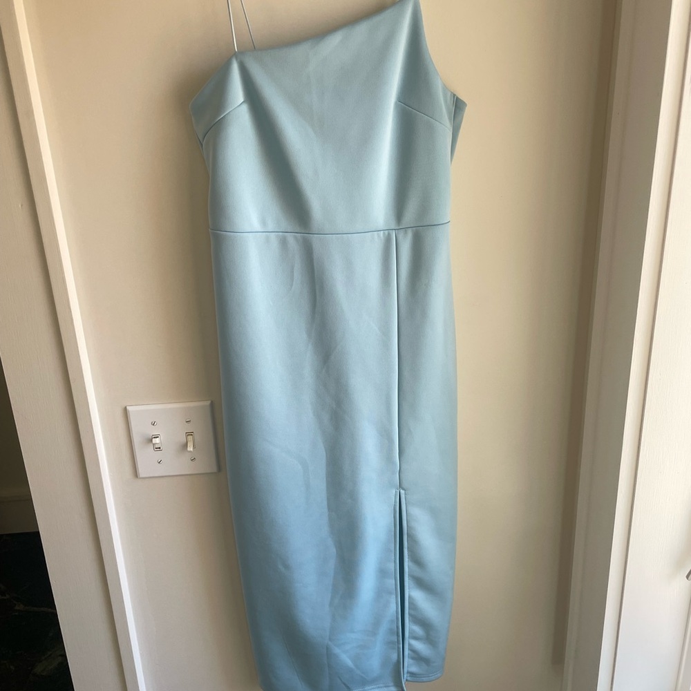 Blue One Shoulder Sheath Cocktail Dress